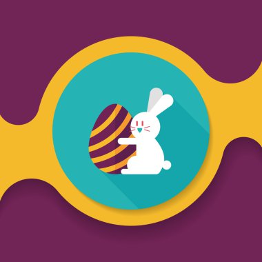 Paskalya tavşanı düz simgesi ile uzun gölge, eps10