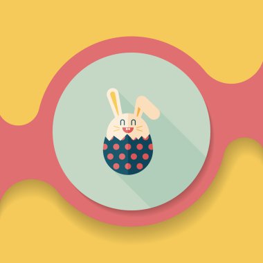 Paskalya tavşanı düz simgesi ile uzun gölge, eps10