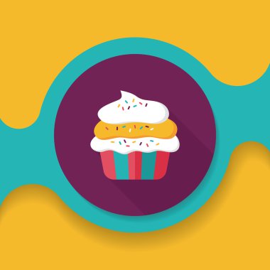 cupcake düz simgesi ile uzun gölge, eps10