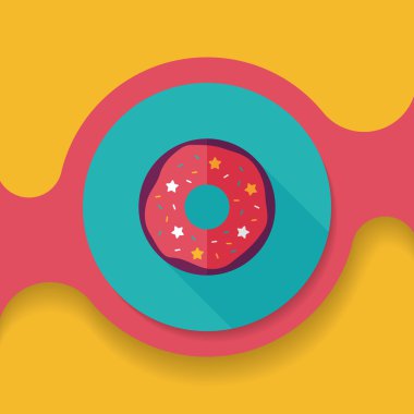 Donut düz simgesi ile uzun gölge, eps10