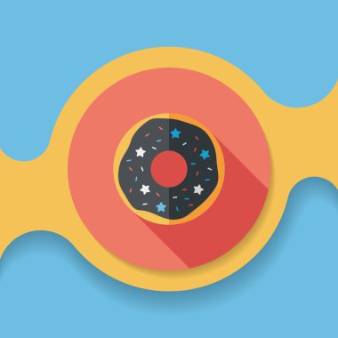 Donut düz simgesi ile uzun gölge, eps10