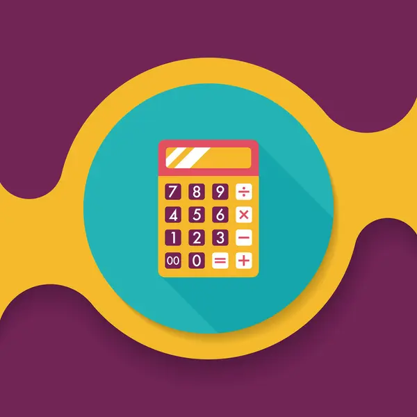 Platte calculatorpictogram met lange schaduw, eps10 — Stockvector