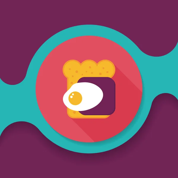 Jamón tostada icono plano con sombra larga, eps10 — Vector de stock