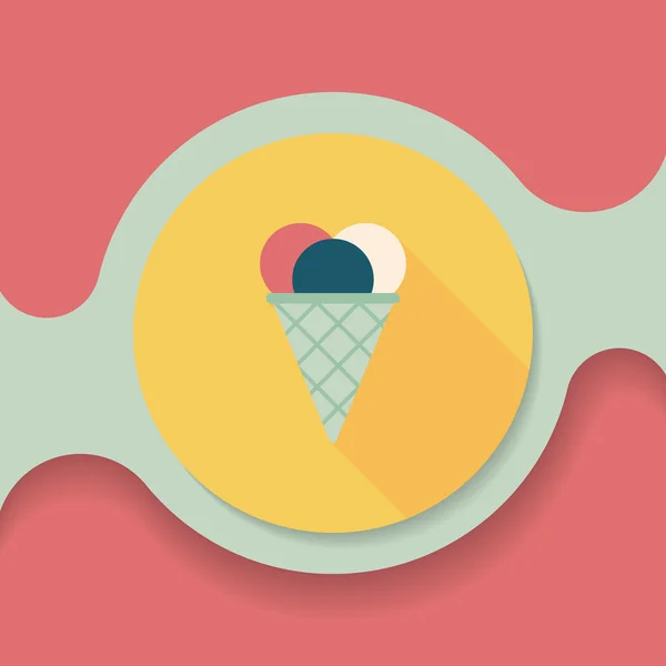 Helado icono plano con sombra larga, eps10 — Vector de stock