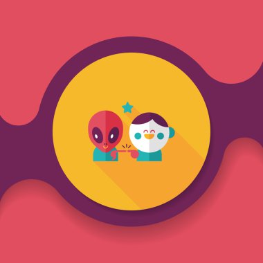 Alan yabancı ve çocuk dostluk düz simgesiyle uzun gölge, eps10