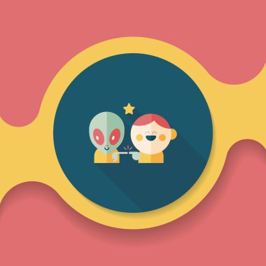 Alan yabancı ve çocuk dostluk düz simgesiyle uzun gölge, eps10