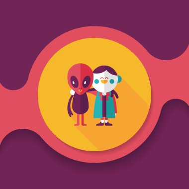 Uzun Gölge, eps10 ile alan yabancı dostluk düz simgesi