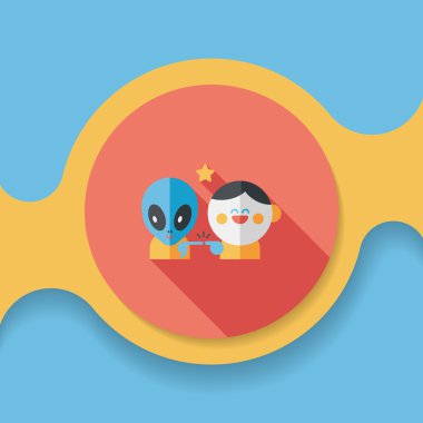 Alan yabancı ve çocuk dostluk düz simgesiyle uzun gölge, eps10