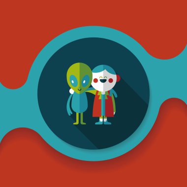 Uzun Gölge, eps10 ile alan yabancı dostluk düz simgesi