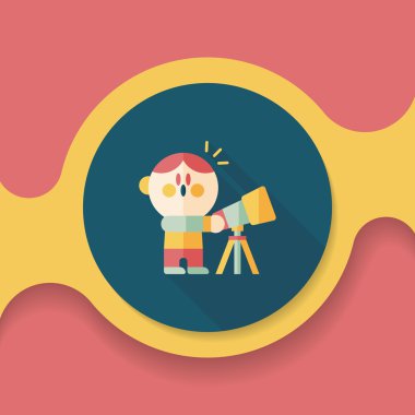 Alan çocuk ve teleskop uzun gölge, eps10 düz simgesi