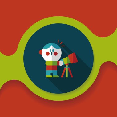 Alan çocuk ve teleskop uzun gölge, eps10 düz simgesi