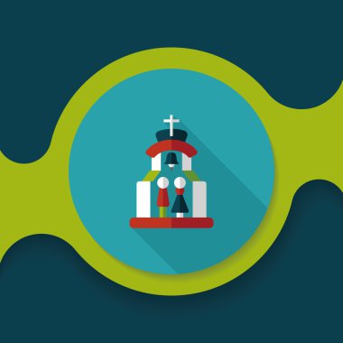 Uzun gölgeli Chruch Düz Simgesi 'nde düğün seremonisi.