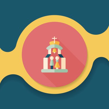 Uzun gölgeli Chruch Düz Simgesi 'nde düğün seremonisi.