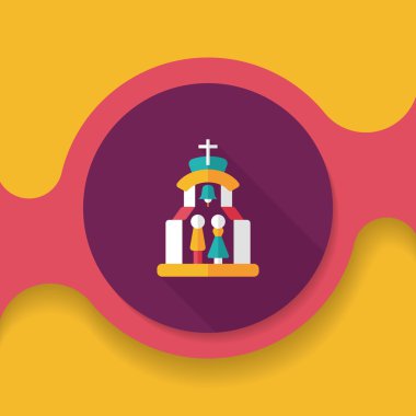 Uzun gölgeli Chruch Düz Simgesi 'nde düğün seremonisi.