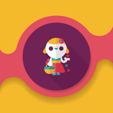 düğün çiçeği kız düz ikon, uzun gölge, eps10