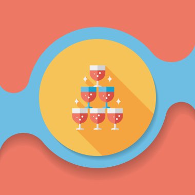 düğün şampanyası uzun gölgeli düz ikon, eps10