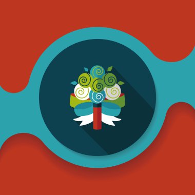 çiçek buketi düz simgesi ile uzun gölge, eps10 düğün