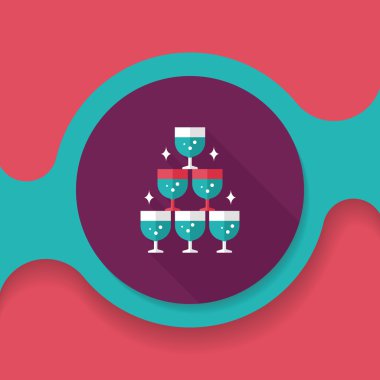 düğün şampanyası uzun gölgeli düz ikon, eps10