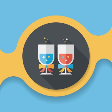 düğün şampanyası uzun gölgeli düz ikon, eps10