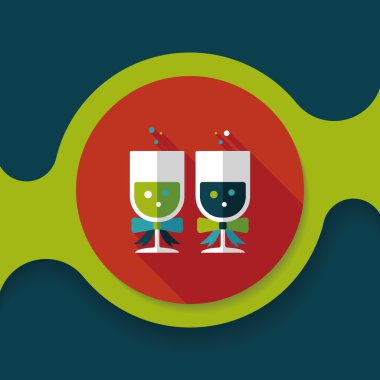 düğün şampanyası uzun gölgeli düz ikon, eps10