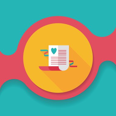 düğün davetiyesi düz simgesi ile uzun gölge, eps10