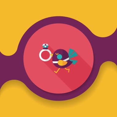 kuş uzun gölge, eps10 ile elmas yüzük düz simgesi ile düğün