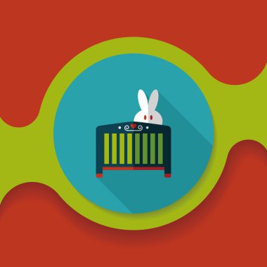 Bebek beşik yatak düz simgesiyle uzun gölge, eps10