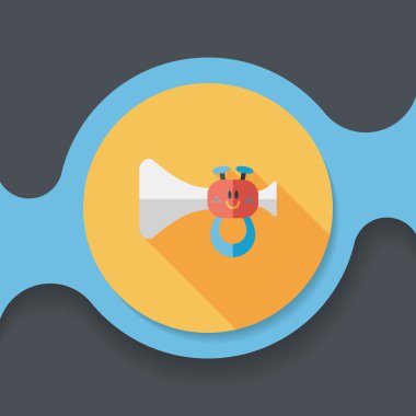 trompet veya boynuzu oyuncak düz simgesi ile uzun gölge, eps10