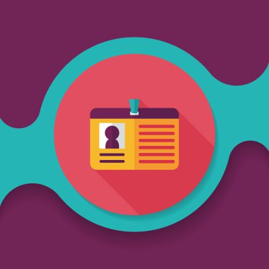 kimlik kartı ile uzun gölge düz simgesi