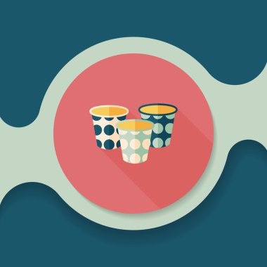 kağıt bardak düz simgesi ile uzun gölge, eps10