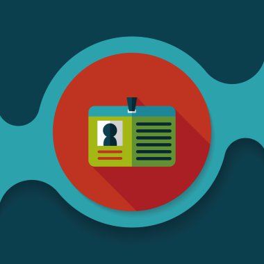 kimlik kartı ile uzun gölge düz simgesi