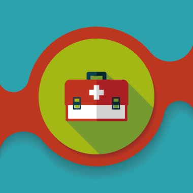 uzun gölge ile ilk yardım kiti düz simgesi