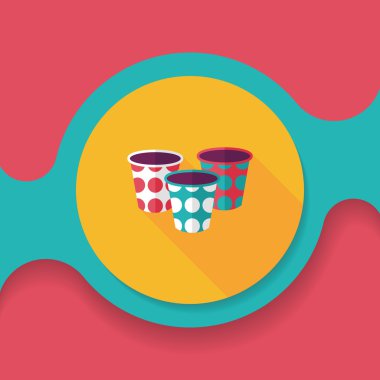 kağıt bardak düz simgesi ile uzun gölge, eps10