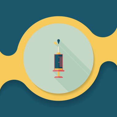 şırınga ile uzun gölge düz simgesi