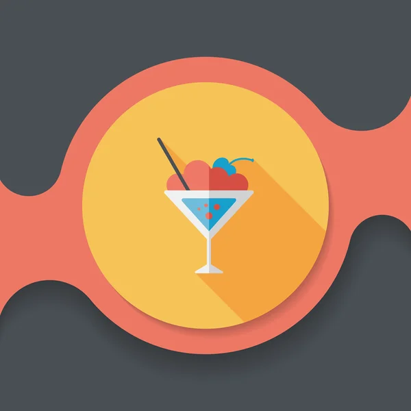 Cocktail platt ikon med lång skugga — Stock vektor
