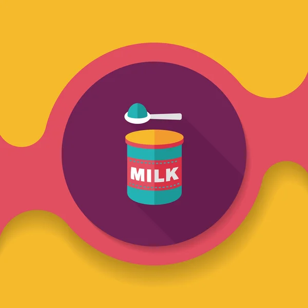 Leite em pó ícone de alimentos lácteos plana com sombra longa, eps 10 —  Vetores de Stock