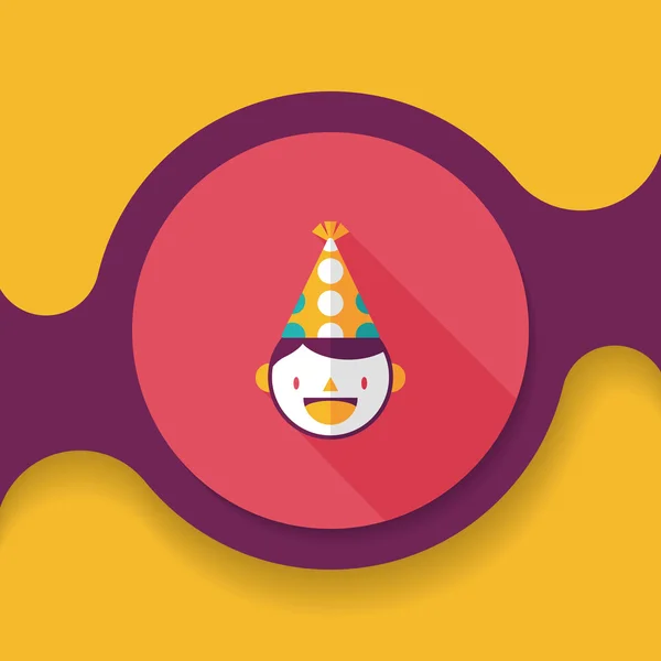 Fiesta de cumpleaños niño icono plano con sombra larga, eps10 — Vector de stock