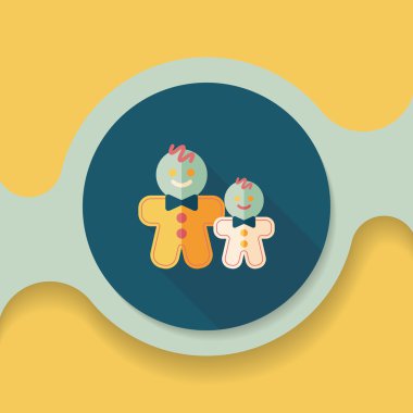 Zencefilli kurabiye adam düz simgesi ile uzun gölge, eps10