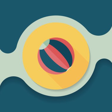 긴 그림자와 비치 볼 플랫 아이콘