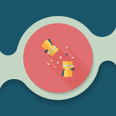 Noel fişeği düz simgesi ile uzun gölge, eps10