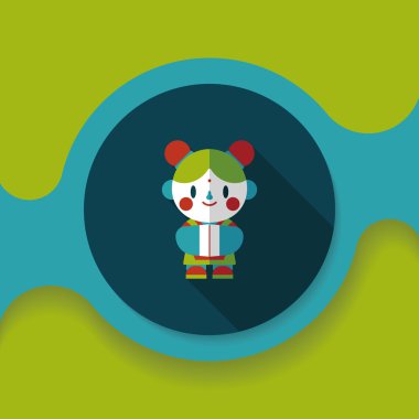 Çin yeni yılı kız uzun gölge, eps10 düz simgesiyle