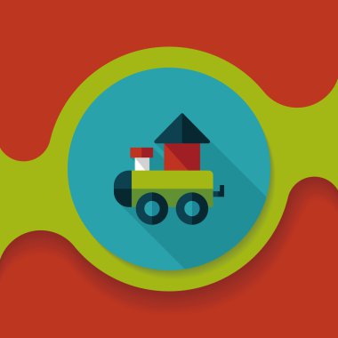 Tren oyuncak uzun gölge, eps 10 düz simgesiyle