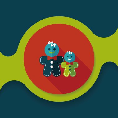 Zencefilli kurabiye adam düz simgesi ile uzun gölge, eps10