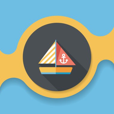 yelkenli ile uzun gölge düz simgesi