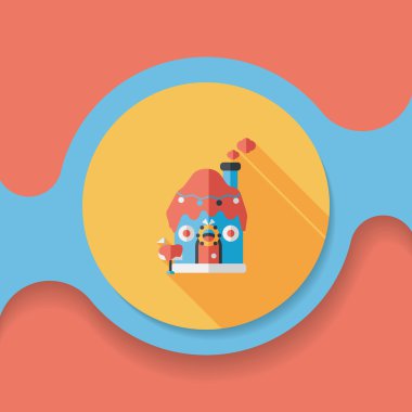 gingerbread house düz simgesi ile uzun gölge, eps10