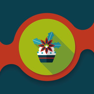 Noel kek düz simgesi ile uzun gölge, eps10