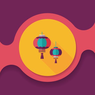 Çin yeni yılı uzun gölge, eps10, Çinli bir dekor ile düz simgesi