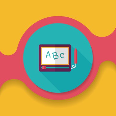 uzun gölge ile çocuk çizim kurulu düz simgesi