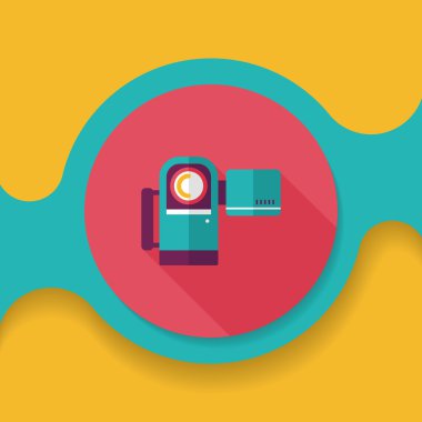 uzun gölge ile video kamera düz simgesi