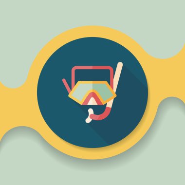 uzun gölge maskesi ve şnorkel düz simgesi